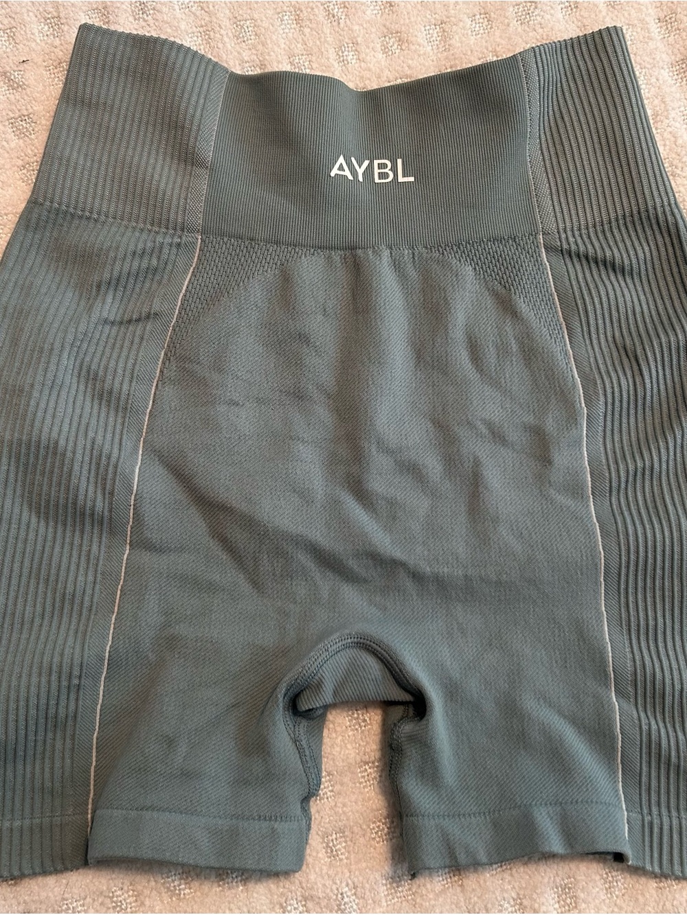 AYBL Seamless Ribbed High-Waist Bike Shorts – Olive